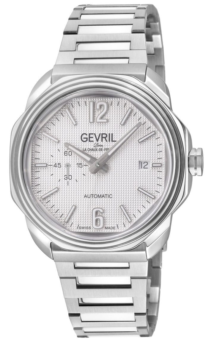 Roosevelt Gevril SS Case, SS Bezel, White checkered dial, SS Bracelet. White Dia