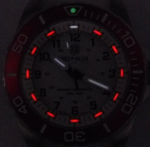 DAYNIGHT 43MM DIVER SOLAR  STAINLESS STEEL TRITIUM DAYNIGHT  RED/WHITE BEZEL –WH