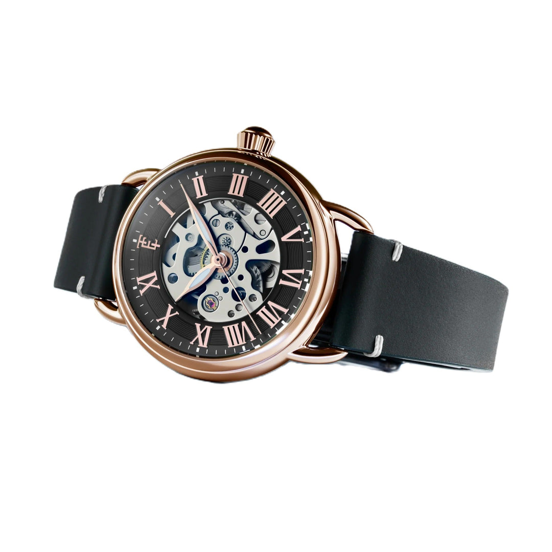 Investigator 40 Ink Black / Black  Leather Strap Black Dial