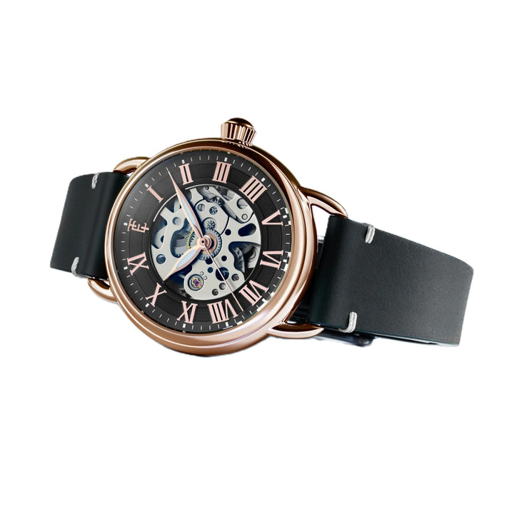 Investigator 40 Ink Black / Black  Leather Strap Black Dial
