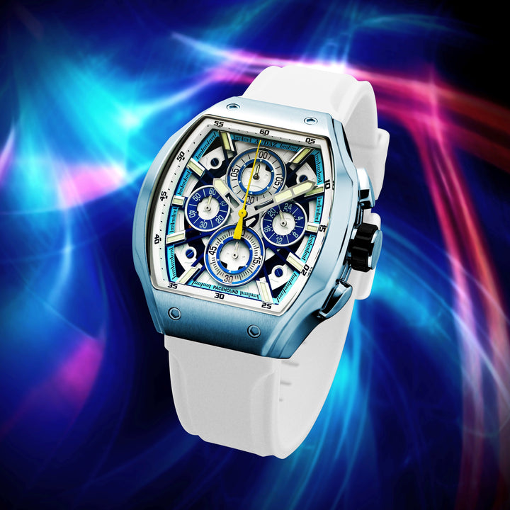 PACEHOUND CHRONO White / Powder Blue | Blue Dial