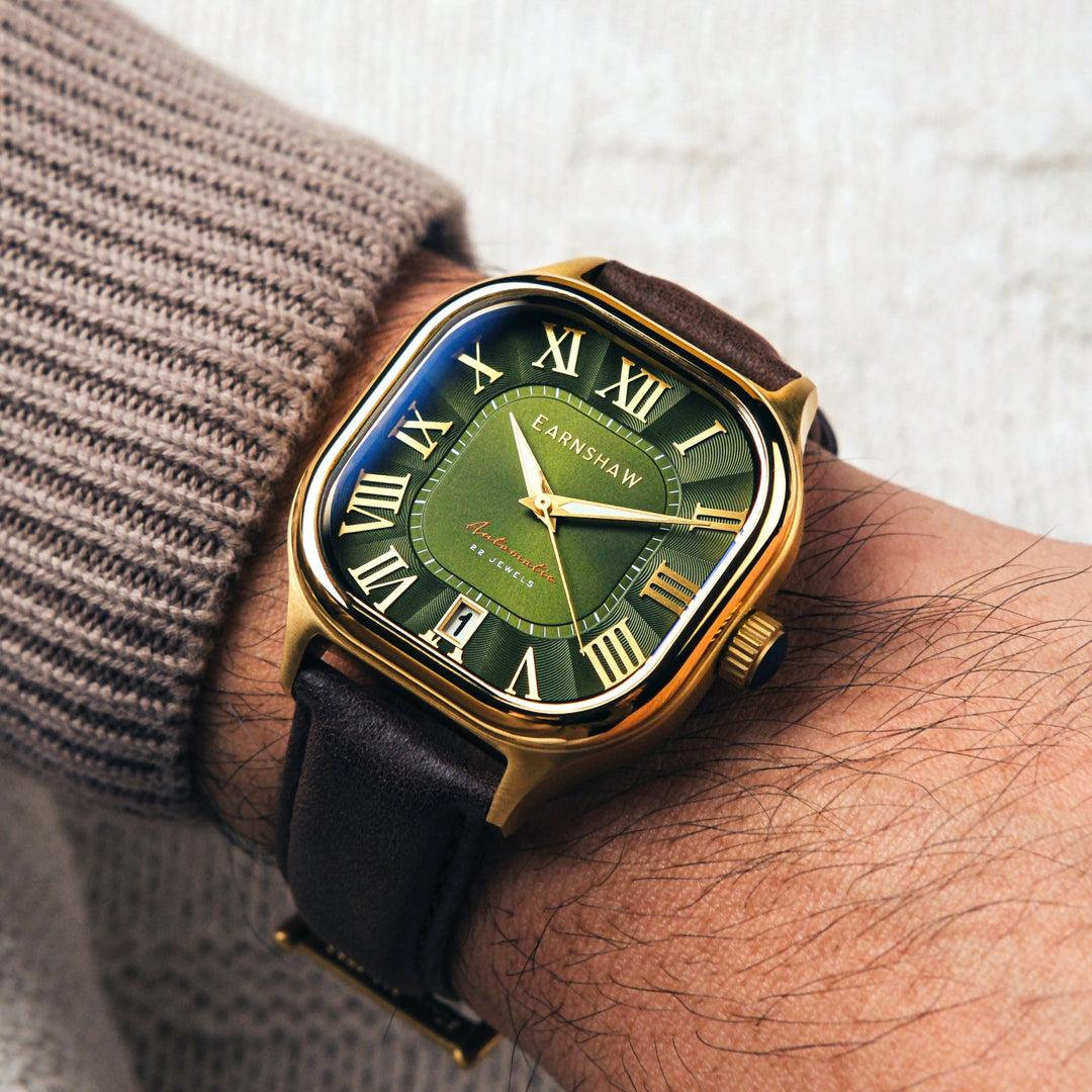 Coussin Automatic Green / Brown Genuine Leather | Green Dial