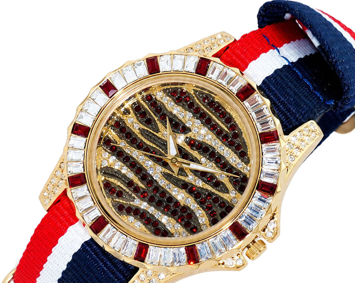 CHAMELEON NY STRAP/GOLD TONE Red Dial