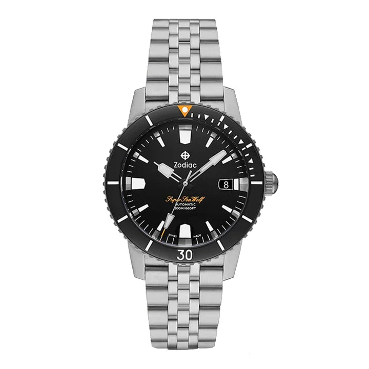 Super Sea Wolf Black Dial/Black Top Ring SS Silver Dial