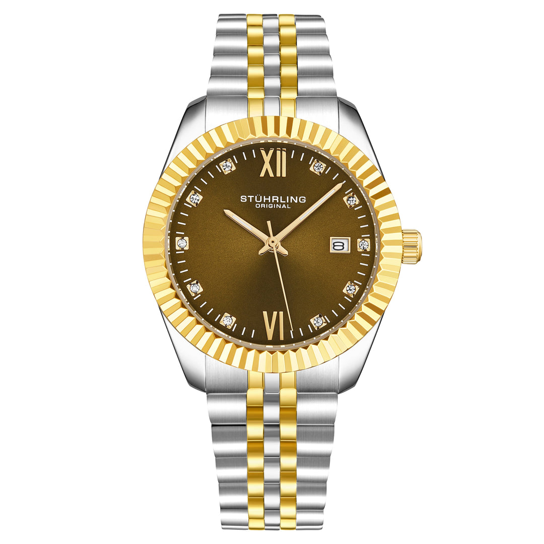 Gamine Classic Quartz Watch Gold/Brown | Green Dial