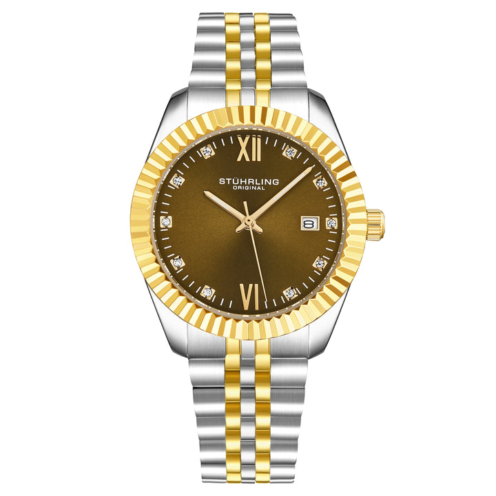 Gamine Classic Quartz Watch Gold/Brown | Green Dial