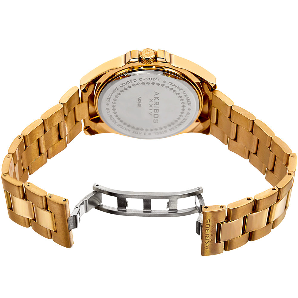 Casual-AK948YGTQ Gold/Stainless Steel | Blue Dial