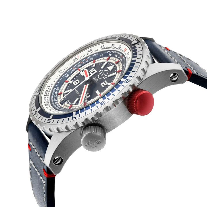 Contasecondi Automatic Swiss Made Calculator Watch Steel, blue and red double sa