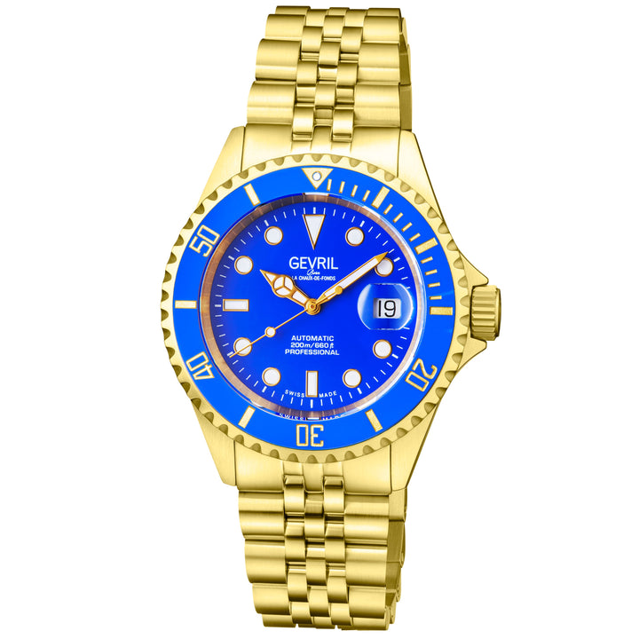 Wall Street Swiss Automatic  SW200 Blue Ceramic Bezel, IPYG Bracelet, Blue dial 