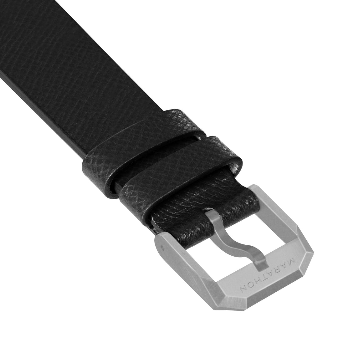 STRAP, 20mm, ITALIAN LEATHER, CROSS HATCH, PARKERIZED BUCKLE, BLACK, XL ITALIAN 