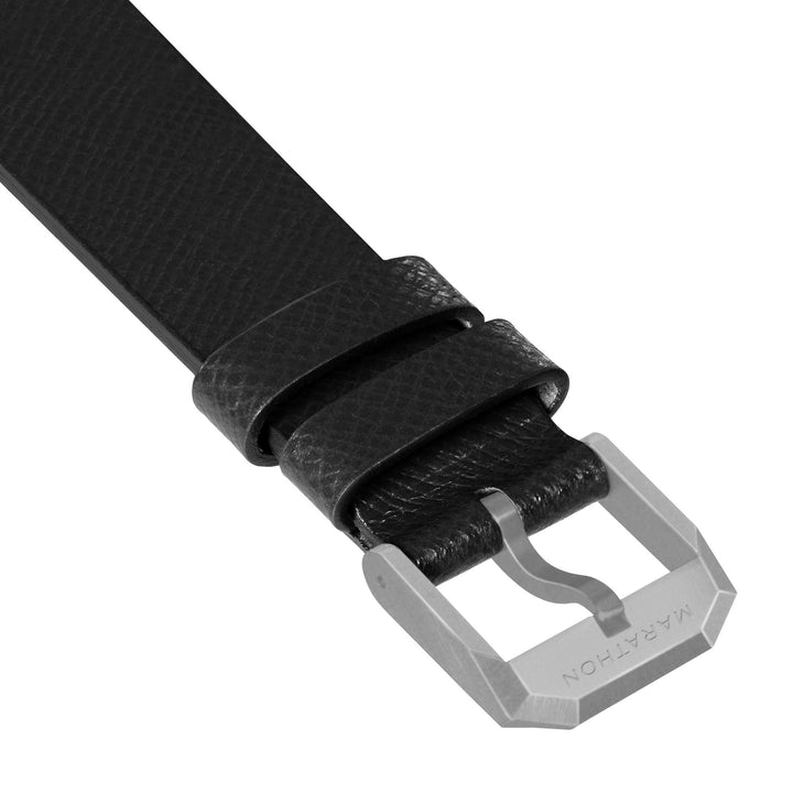 STRAP, 20mm, ITALIAN LEATHER, CROSS HATCH, PARKERIZED BUCKLE, BLACK, XL ITALIAN 