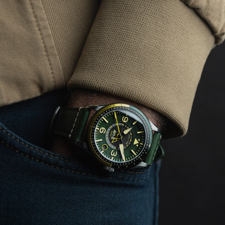 FLYBOY AIRMASTER GMT AUTOMATIC Green / Leather | Green Dial