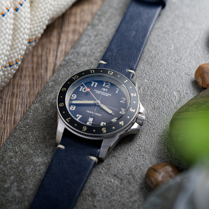 Bandiera Japan Quartz Black & Blue / Leather | Black Dial
