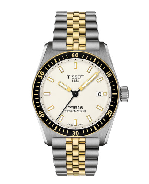 PR516 POWERMATIC 80 Silver-tone/ Yellow Gold White Dial