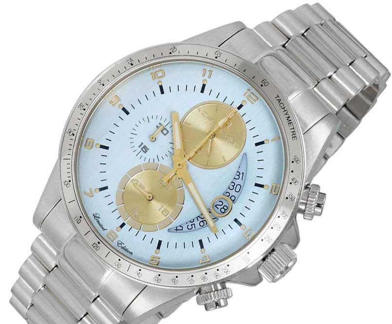 WINNER CIRCLE Yellow-Gold/Black - Silvertone | Light-blue Dial