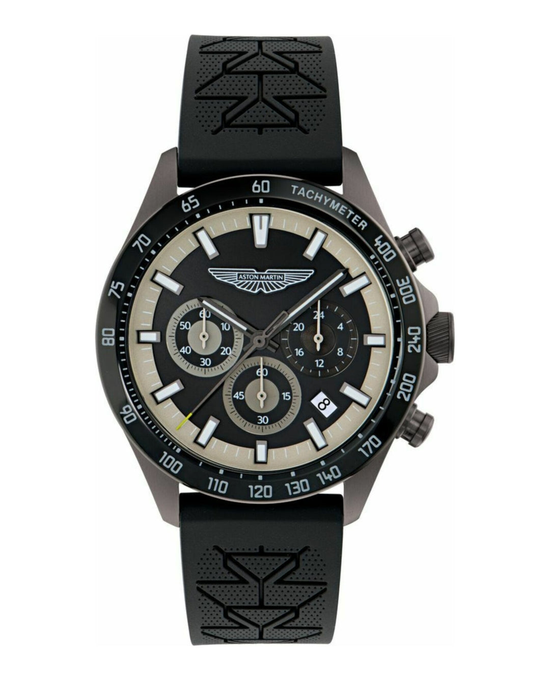 SPT Gunmetal IP Chrono/Black Silicone Strap Black Dial