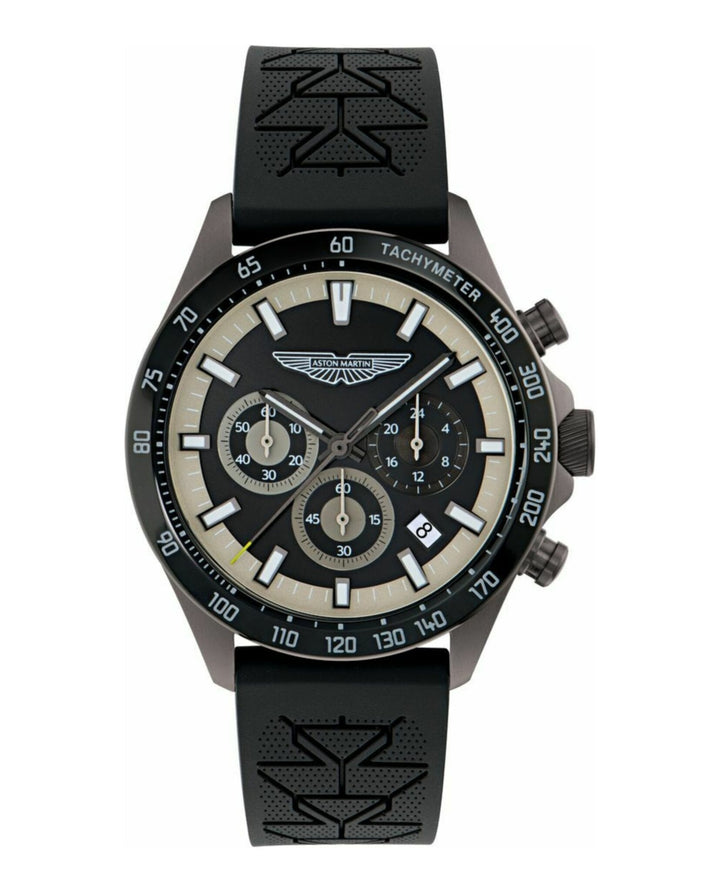 SPT Gunmetal IP Chrono/Black Silicone Strap Black Dial