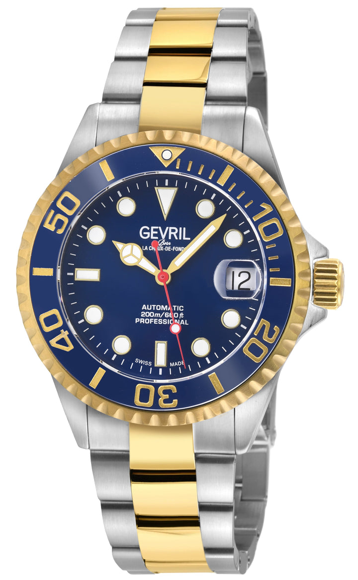 Wall Street Gevril Swiss Made SW200 Steel Rotating Bezel, 316L case, Black Dial 