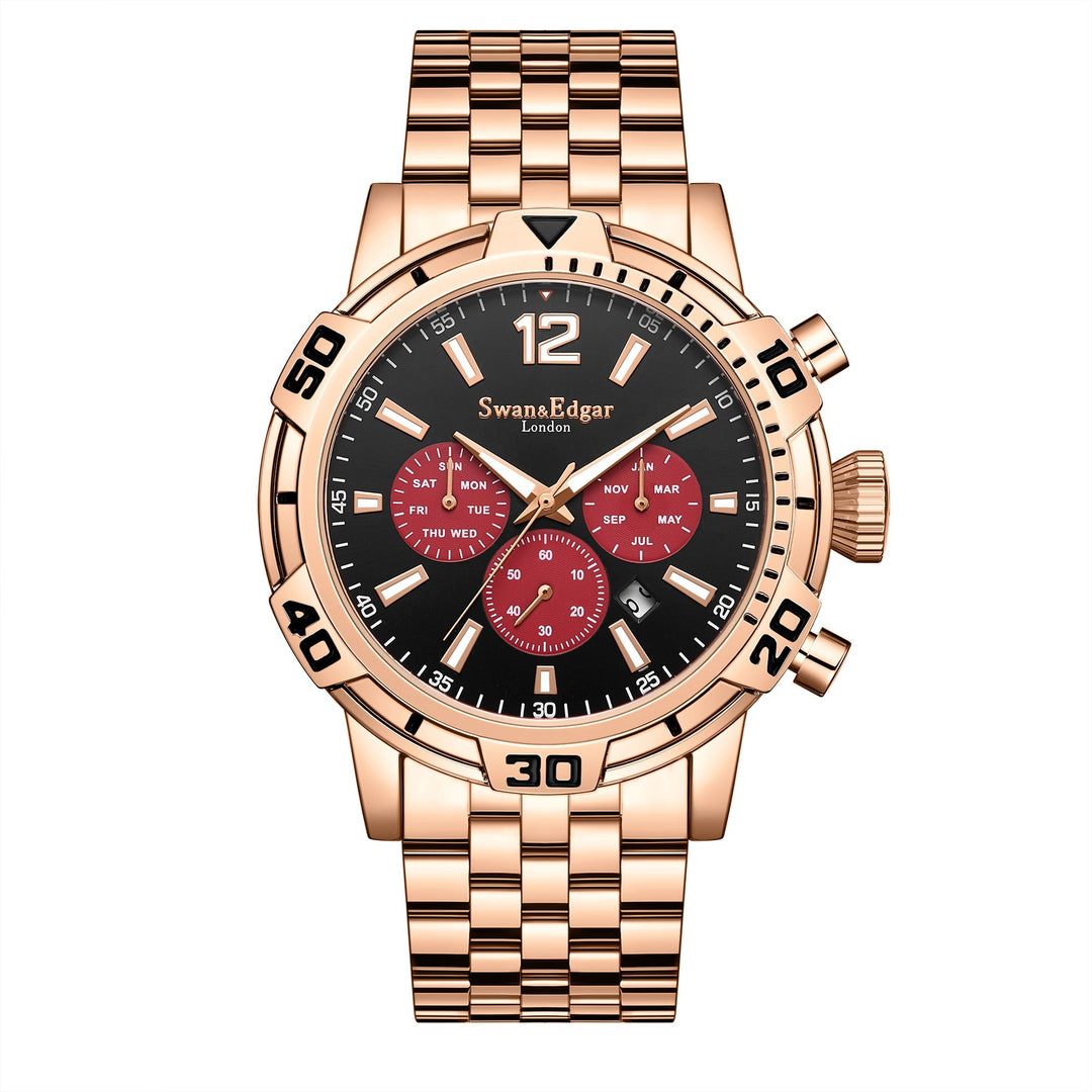 Sports Automatic Black Dial / Rose Gold-Tone Stainless Steel Bracelet Black Dial