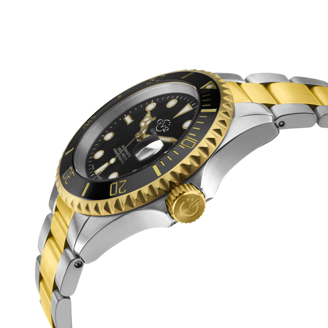 Liguria GV2 by Gevril Swiss Automatic, Black Dial, Black Bezel, SS/IPYG  Bracele