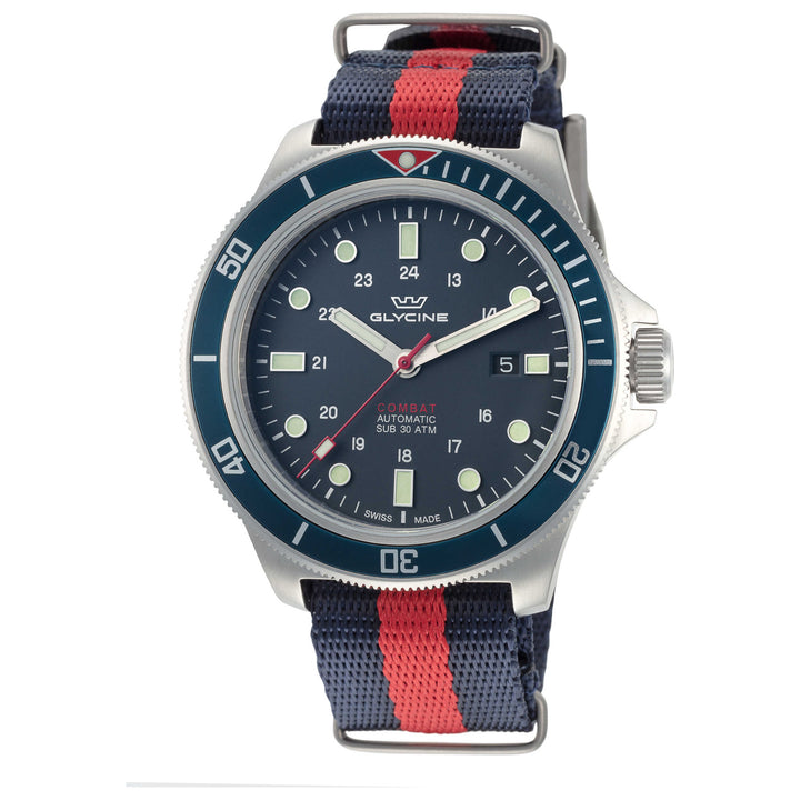Combat Sub Blue dial / Two-Tone Blue / Red Satin Strap Blue Dial