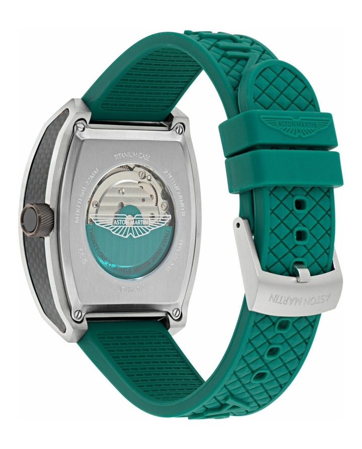 TRG Automatic Skeletonized Tonneau/Stainless Steel/Green Silicone Green Dial