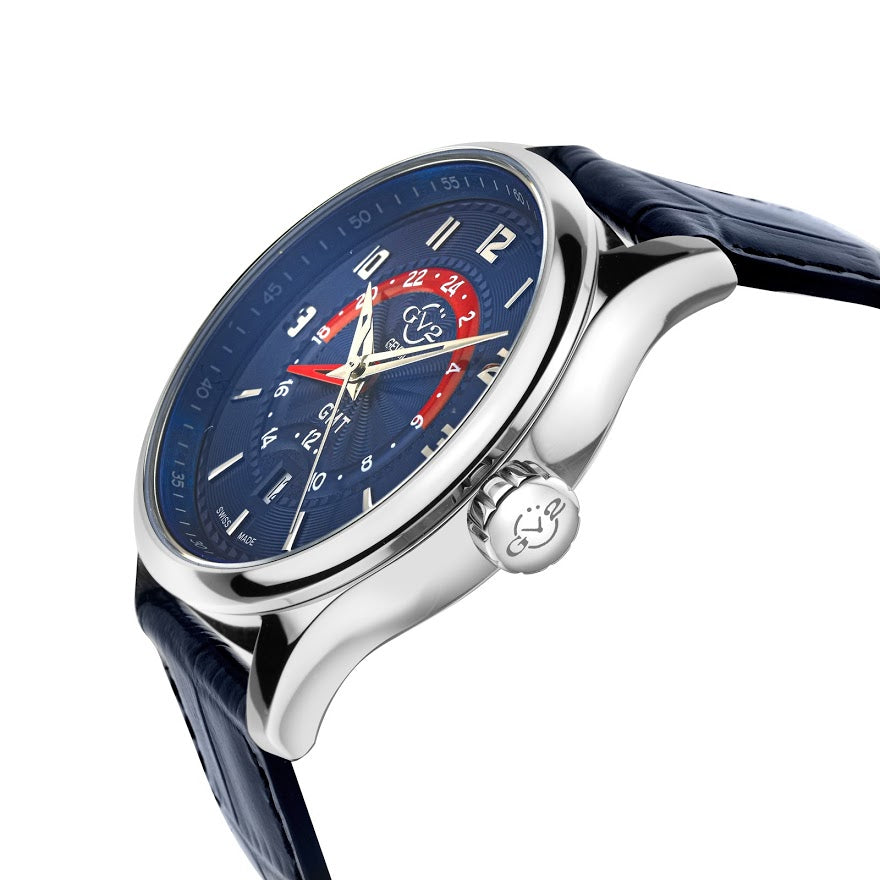Giromondo GV2 By Gevril Mens Giromondo Stainless Steel Case Blue Dial Swiss Quar