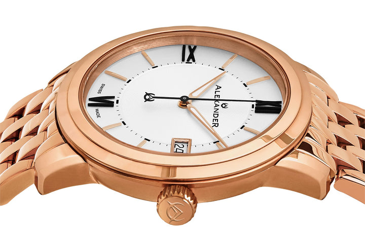 Macedon A111B Stainless Steel Rose Gold Tone Case on Stainless Steel Rose Gold T