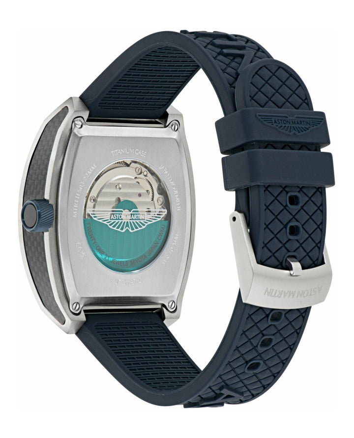 TRG Automatic Skeletonized Tonneau/Stainless Steel/Navy Silicone Blue Dial