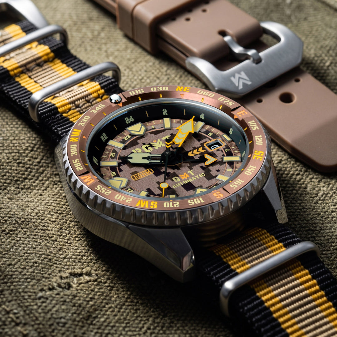 Dragoon GMT Automatic Brown Camoflauge Dial / Multicolor Nylon Strap Brown Camou