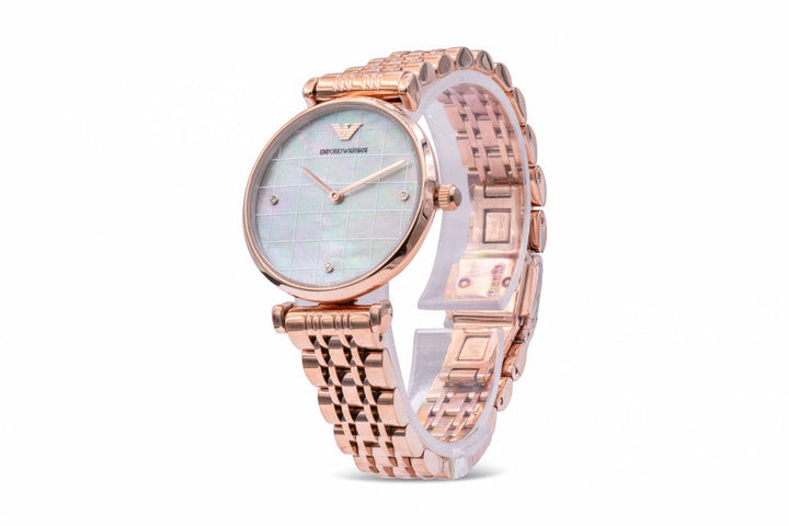 Classic Gray Mother-Of-Pearl Dial / Rose Gold-Tone Stainless Steel Bracelet Moth