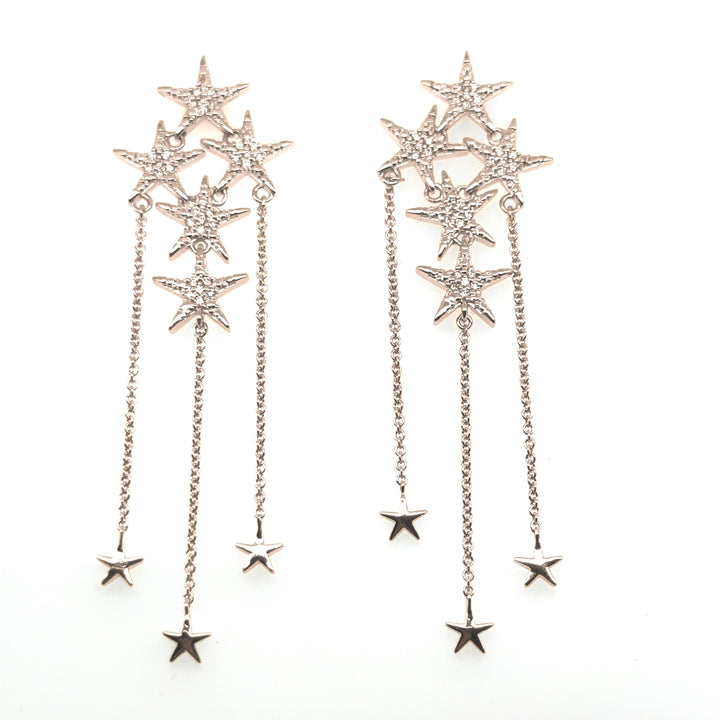 Dangling Diamond Star Earrings