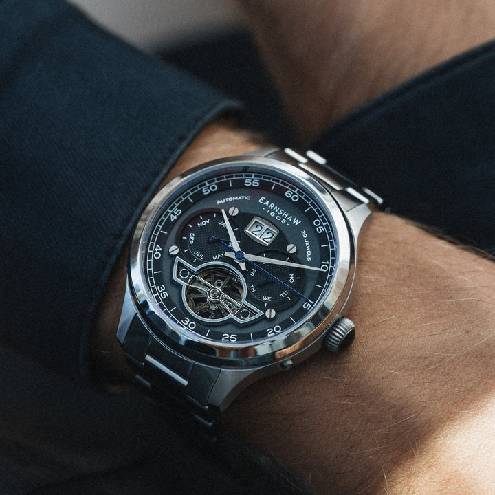 Baron Grand Date Calendar Open Heart Automatic Black / Stainless Steel Black Dia