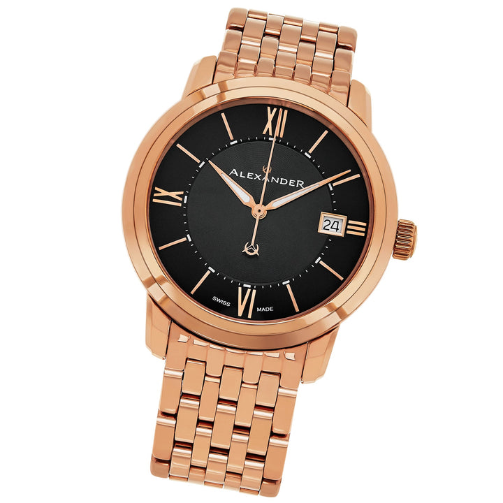 Macedon A111B Stainless Steel Rose Gold Tone Case on Stainless Steel Rose Gold T