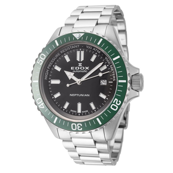 Neptunian 44mm / Black / Silver Black Dial