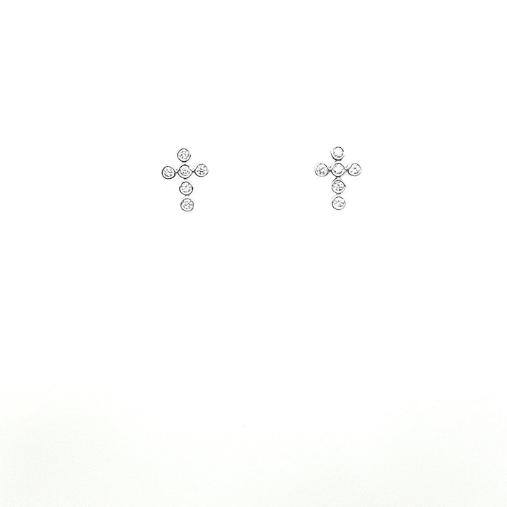 Bezel Diamond Cross Studs