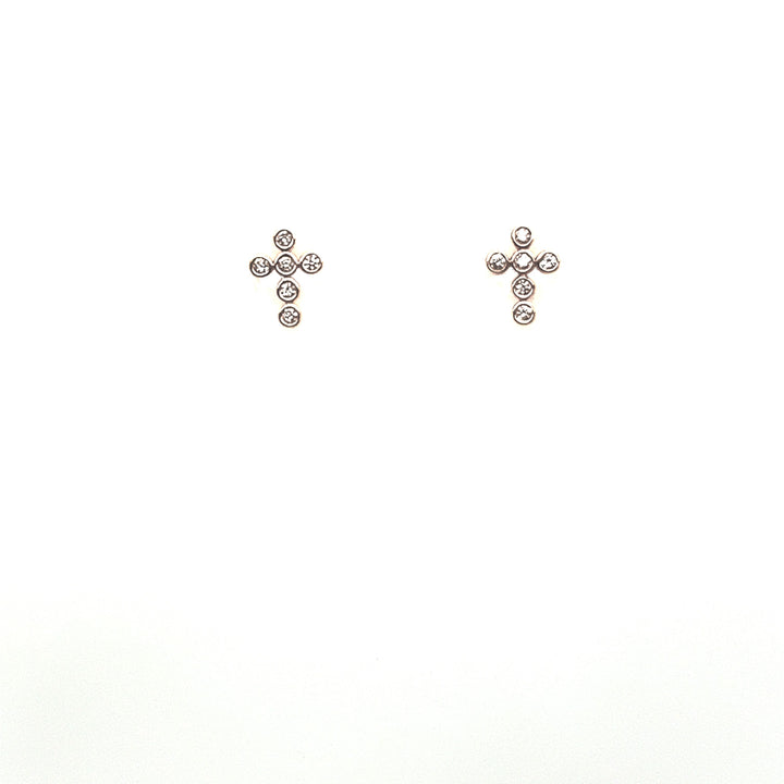 Bezel Diamond Cross Studs