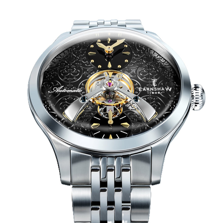 Dalton Gothic Time  / Silver Stainless Steel Bracelet Black Dial