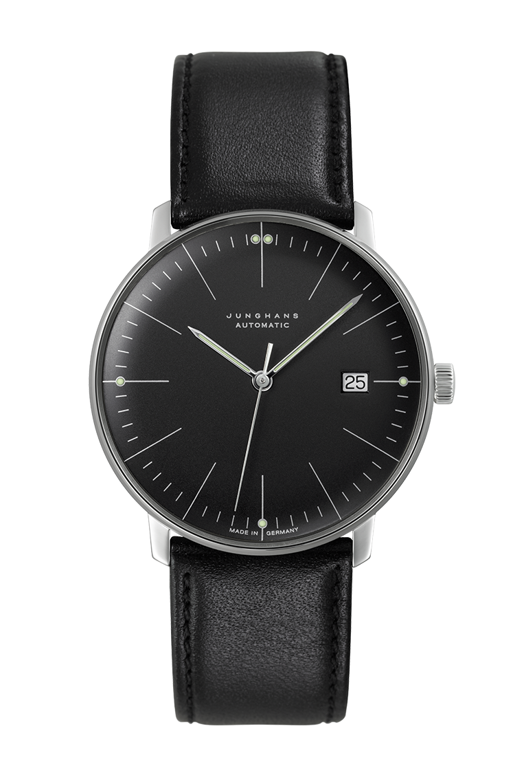 Max Bill Black / Black Leather Black Dial