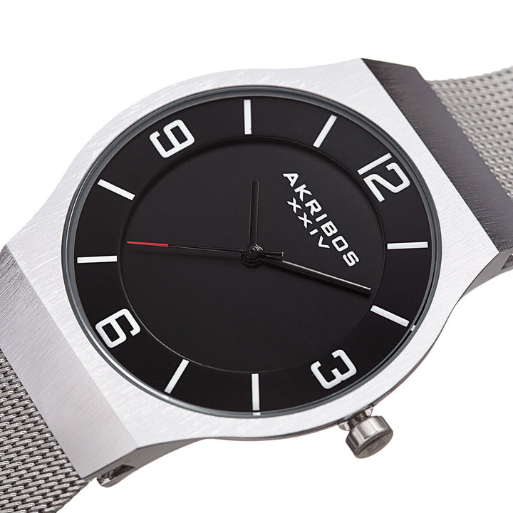 Casual Silver/Stainless Steel Black Dial