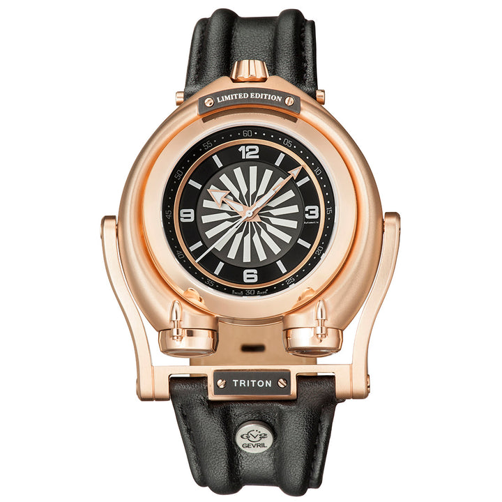 Triton GV2 by Gevril Triton Automatic Swiss Made Triton swinging lugs watch Blac