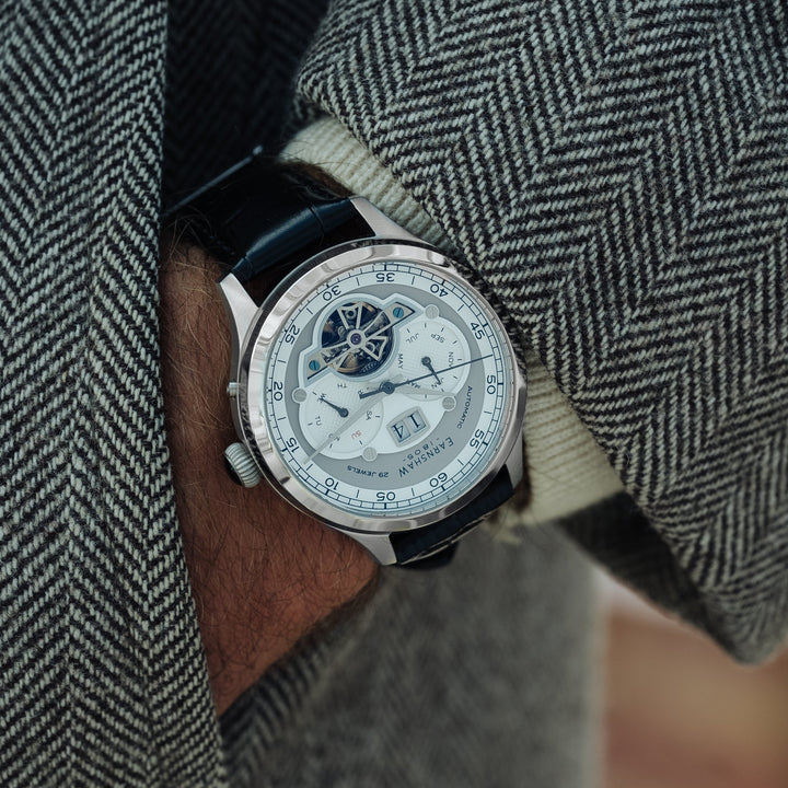 Baron Grand Date Calendar Open Heart Automatic Grey / Genuine Leather | Grey Dia