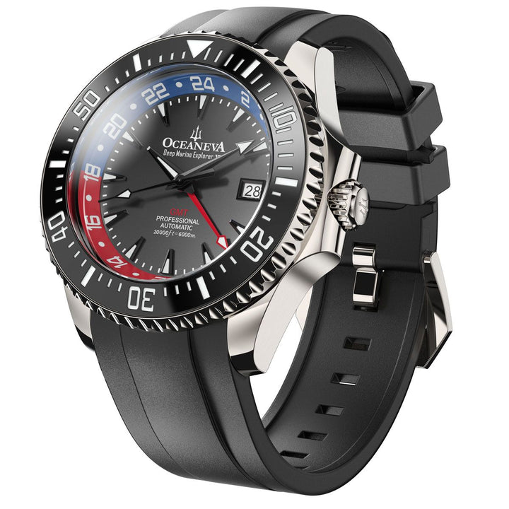 Deep Marine Explorer VI 6000M - GMT True Dive Blue/RedGMT Black Dial