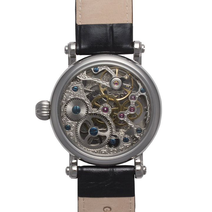 Traveller Series black leather/silver | White Dial