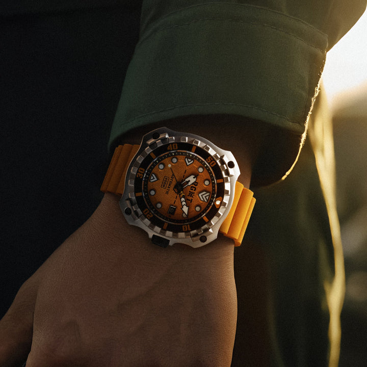 Minesweep Automatic Blue  / Silicone | Yellow Dial
