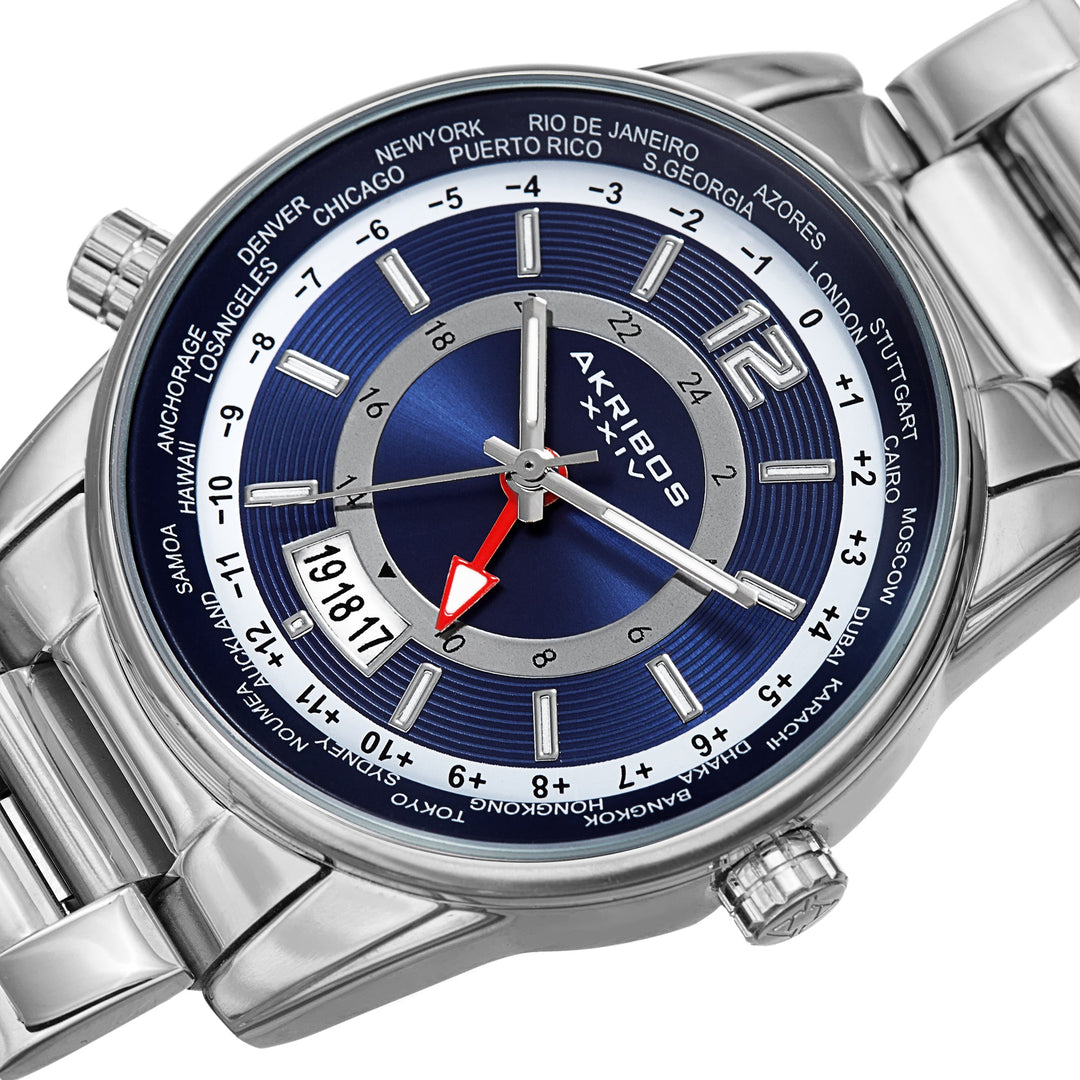 World Time Silver Tone/Stainless Steel | Blue Dial
