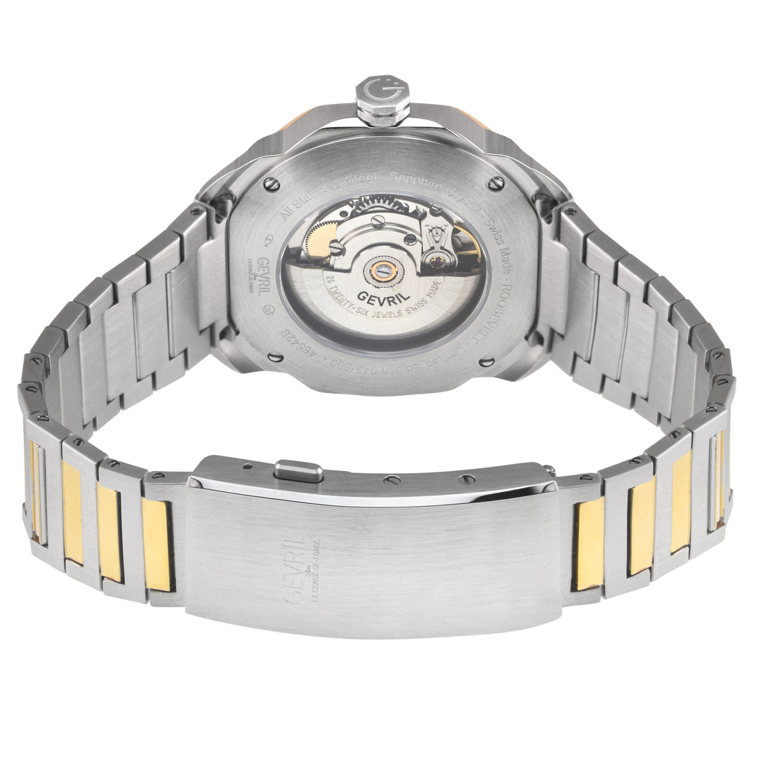 Roosevelt Gevril SS Case, IPYG Bezel, Green checkered dial, SS Bracelet. | Green