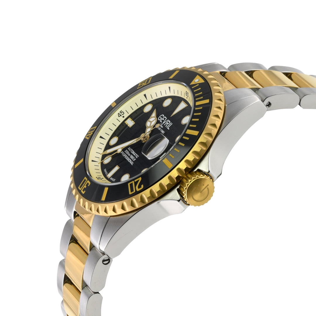 Wall Street Gevril Swiss Made SW200-1 Steel Rotating Black Ceramic Bezel , 316L 