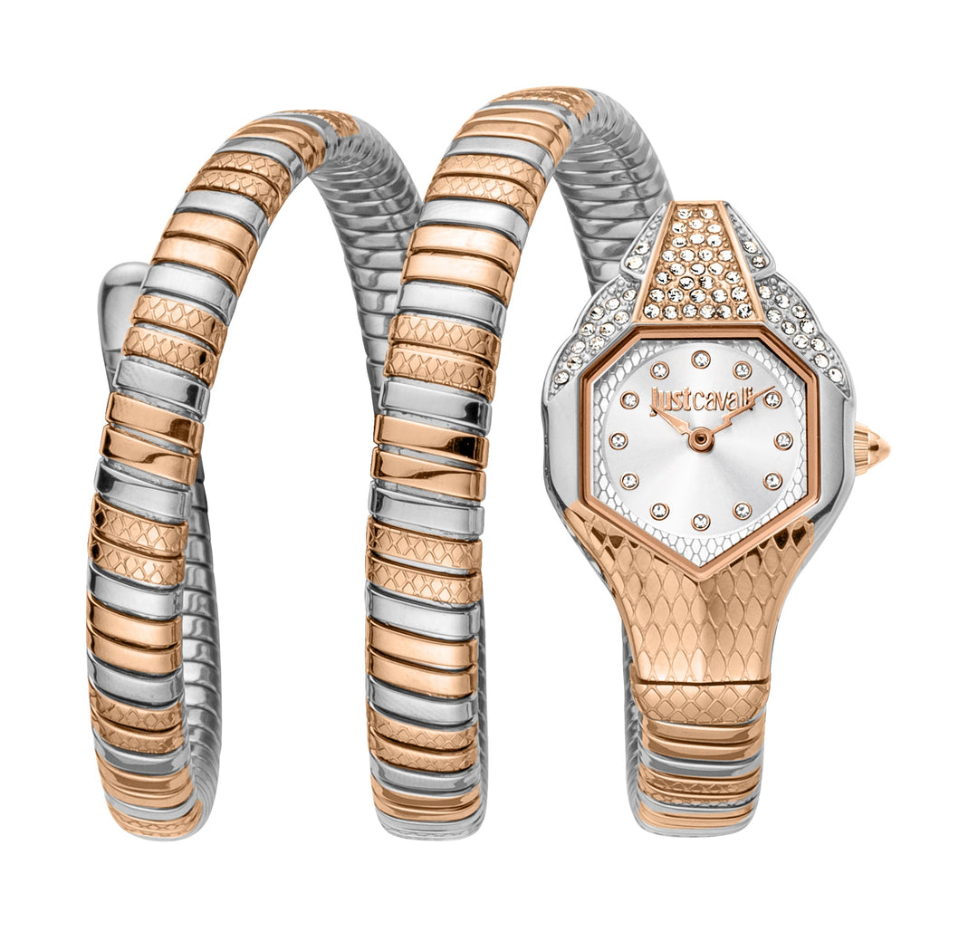 Just Cavalli 22mm / Silver and Rose Gold / Silver Silver Dial