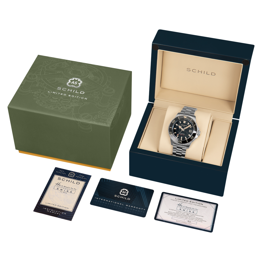 Hermann Swiss Automatic Limited Edition Watch Winder Set Black / Stainless Steel